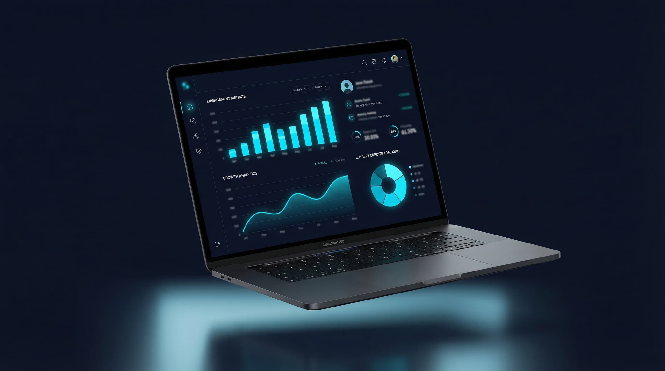 dLoop Engagement & Growth business dashboard showing analytics, loyalty credits, and customer engagement metrics