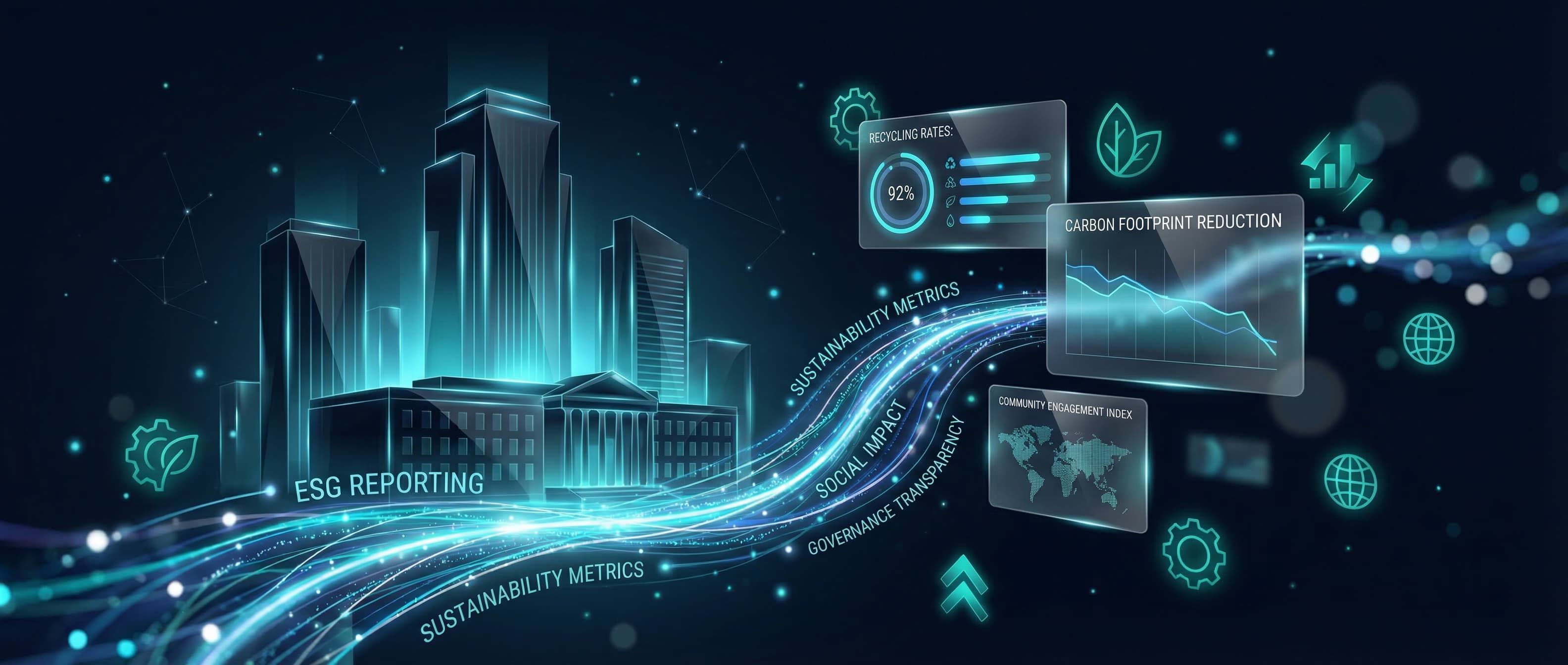 Abstract smart city visualization with connected recycling data streams
